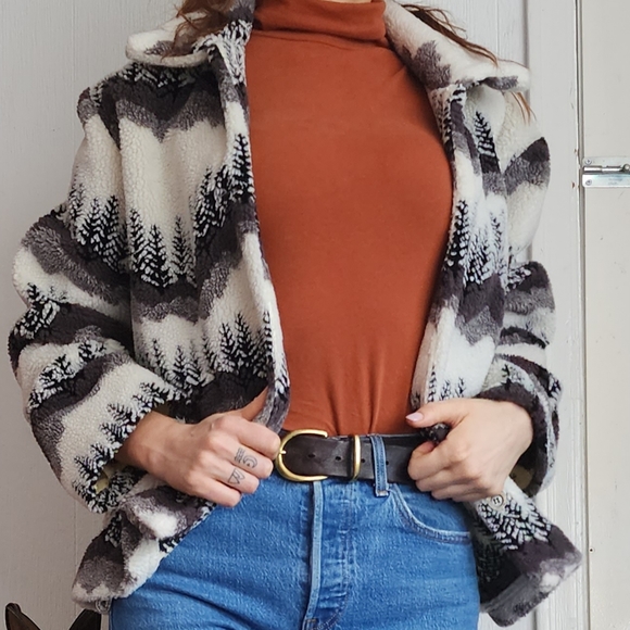 Cozy Vintage Willow Ridge Forest Theme Fleece Jacket - Picture 2 of 7